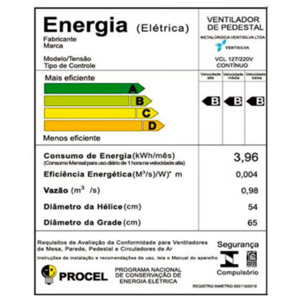 Ventilador de Coluna 65 cm Preto com Grade - Imagem 4