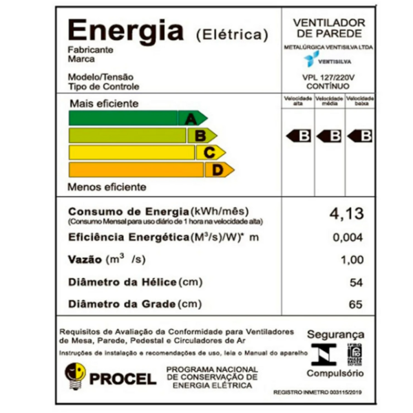 Ventilador Parede 6 Pas 650mm BIVOLT Preto Ventisilva - Imagem 6