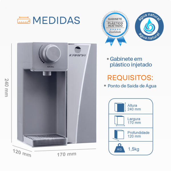 Purificador  Modelo Aqua Small - CINZA - Karina - Imagem 4