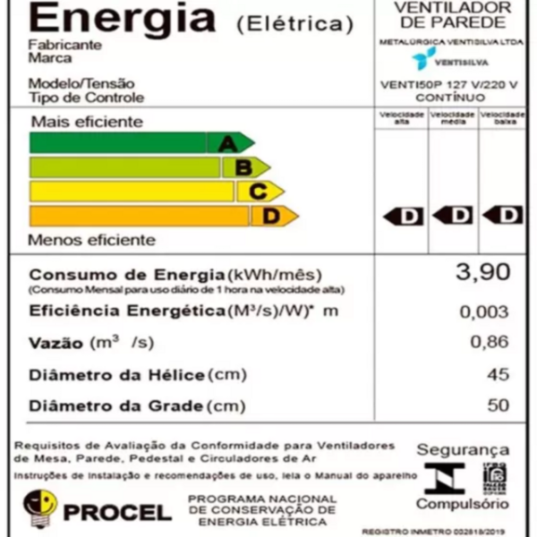 Ventilador Parede Ventisilva 50CM Bivolt - VENTI50P - Imagem 2